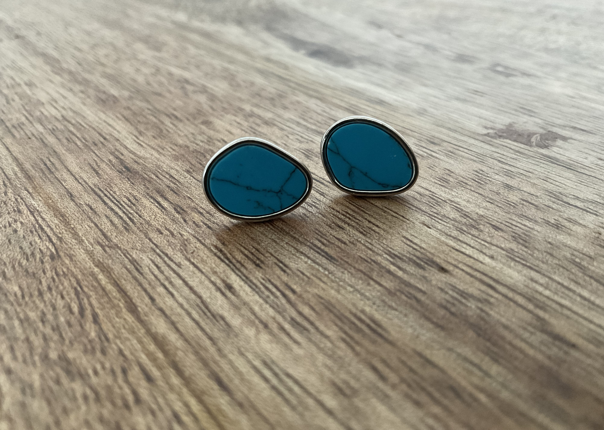 Turquoise Silver Stud Earrings - Click Image to Close